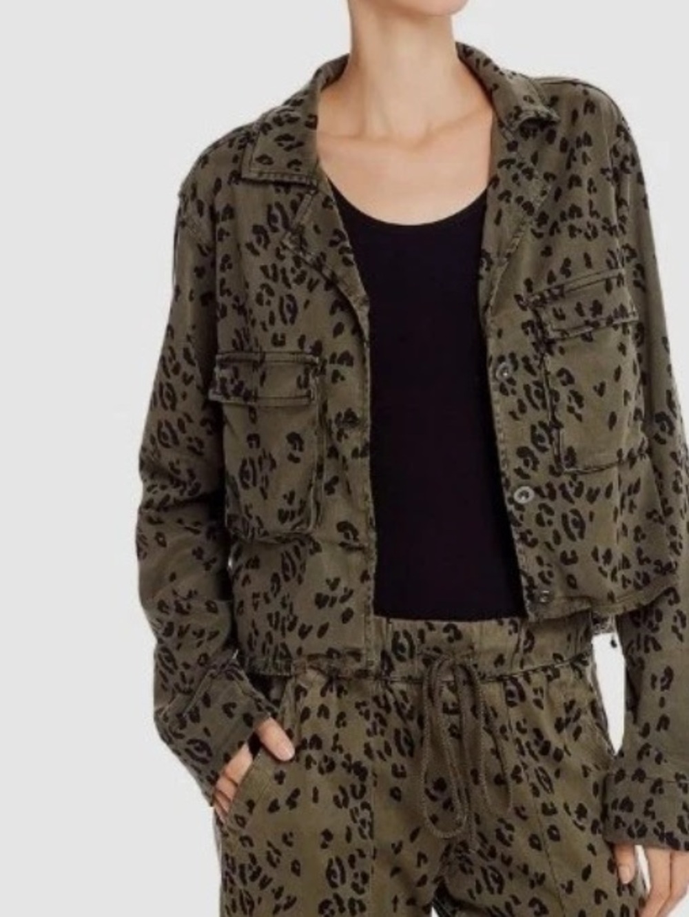 Bella Dahl Olive Leopard Utility Jacket - Sz L 🐆🐆